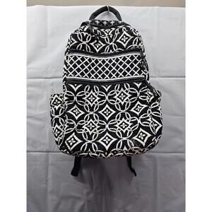 Vera Bradley Quilted Backpack Black White Pattern Multi Pocket
